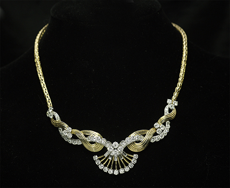 1950年　MAUBOUSSIN 　モーブッサン　ダイヤモンド ゴールド　プラチナ　ネックレス
