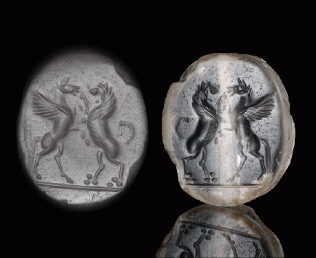 グレコペルシア 紀元前5世紀 水晶 スカラベ ペガサスとグリフィン