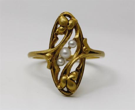 アールヌーヴォー 天然真珠 リング 指輪