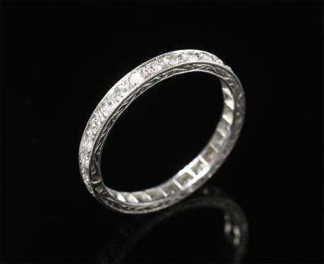 アールデコ　プラチナ　ダイヤモンド　エタニティー　リング　指輪　アンティークジュエリー