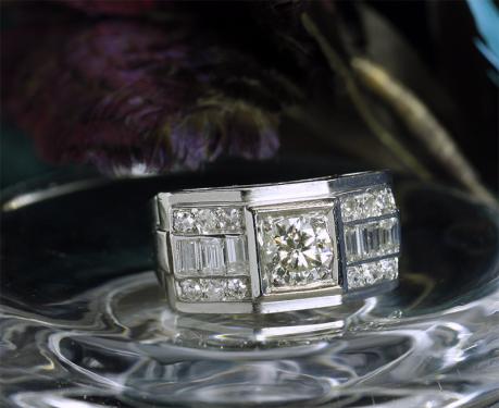 アールデコ　ダイヤモンド　プラチナ　リング　指輪