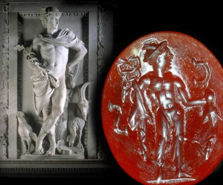 古代美術　古代ローマ 1世紀 インタリオ マーキュリー