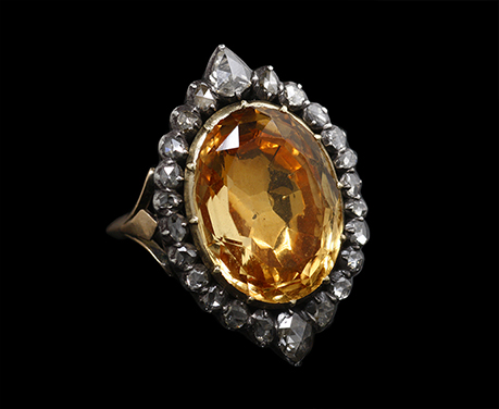 18世紀 ポルトガル 約15ct インペリアルトパーズ ダイヤモンド リング 指輪 アンティークジュエリー