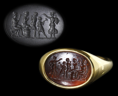 古代ローマ 2世紀 インタリオ 「パンドラ」 リング 指輪 アンティークジュエリー　