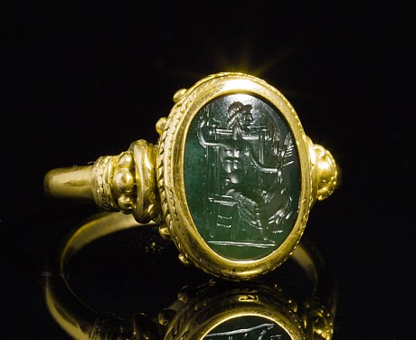 古代美術　古代ローマ1世紀　インタリオ　ジュピター　リング　指輪　アンティークジュエリー