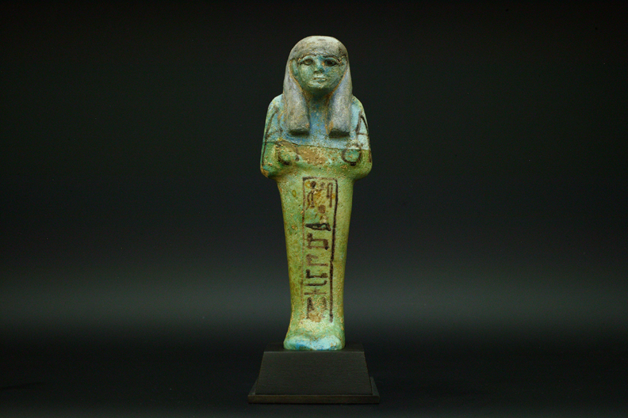 アンティーク　エジプト　ファイアンス(彩釉陶器)　ウシャブティ