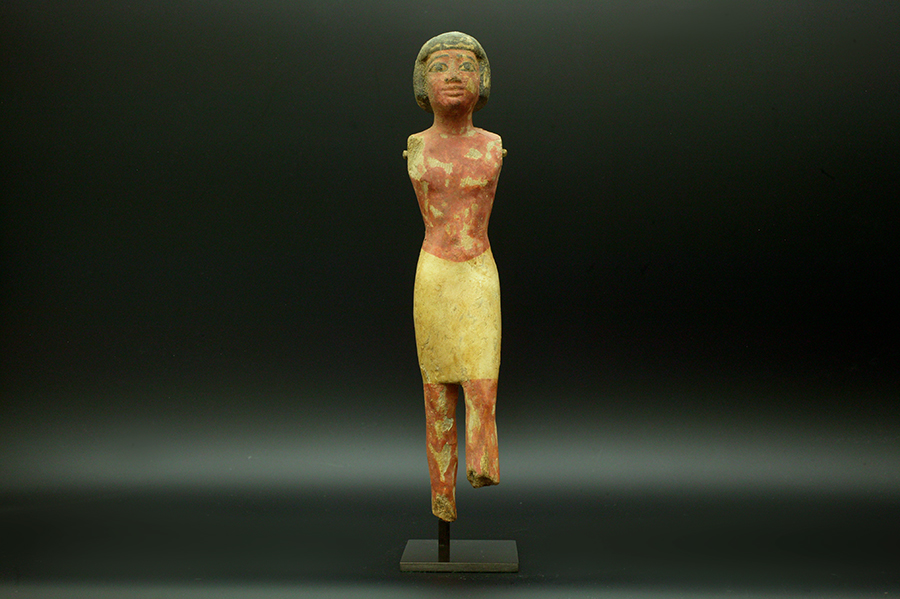 アンティーク　古代エジプト　役人をかたどった彩色木像