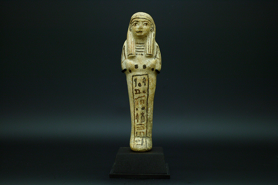 アンティーク　第19王朝　エジプト　ベージュ色のファイアンス・シャブティ