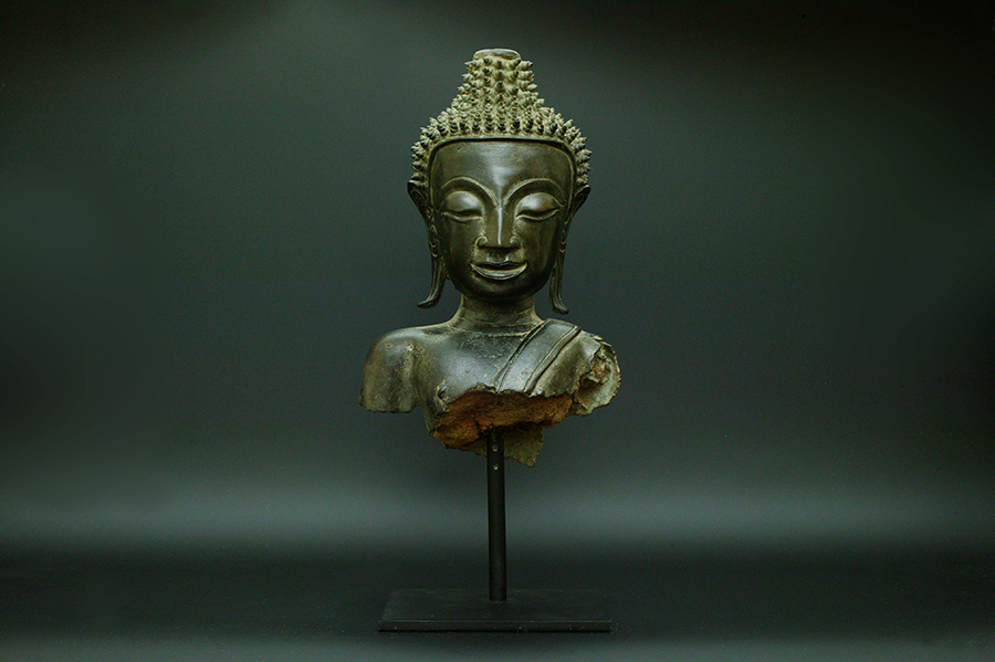 アンティーク　ラオス　仏陀の胸像