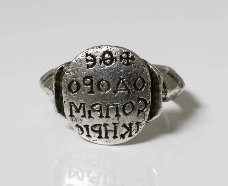 アンティークジュエリー　古代美術　ビザンチン　シルバー　リング　聖職者の指輪