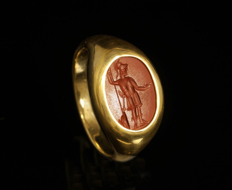 アンティークジュエリー　古代美術　古代ローマ2世紀　レッドジャスパー　インタリオ　軍神マルス