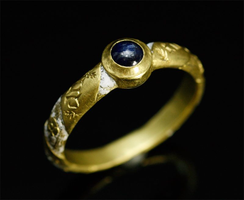 アンティークジュエリー　中世　リング　指輪　エナメル　サファイヤ　