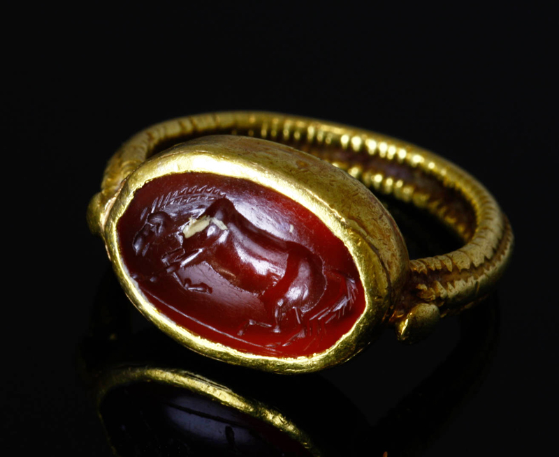 アンティークジュエリー　指輪　古代美術　古代ローマ　紀元前1世紀〜紀元1世紀　オリジナル　インタリオ　リング　馬