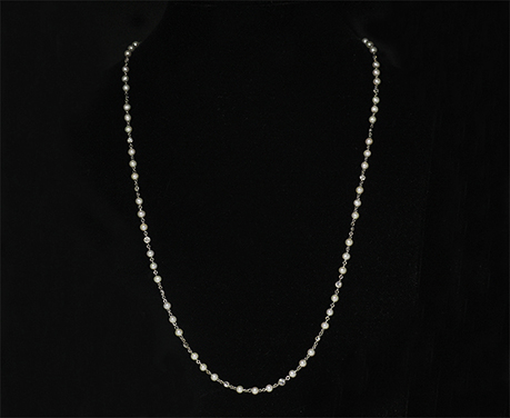 天然真珠 ブレスレット ダイヤモンド プラチナ  天然真珠 ダイヤモンド (21個 約1ct ) プラチナチェーン ネックレス