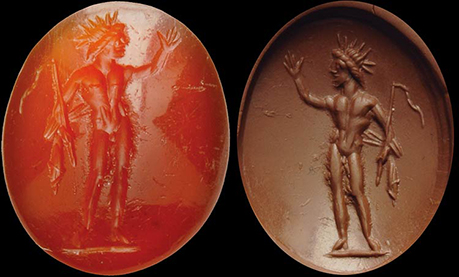 古代ローマ2世紀　 コーネリアン　インタリオ  太陽神ヘリオス・不敗の太陽神ソル