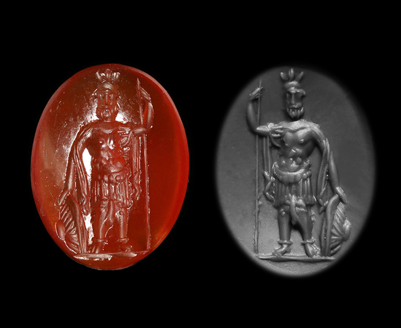 古代ローマ1世紀 インタリオ 軍神マルス マルス・ウルトル コーネリアン