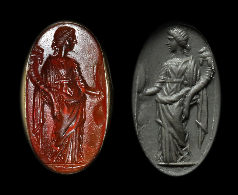 古代ローマ 紀元前1世紀 インタリオ  豊穣の女神 フォルテュナ コーネリアン リング 指輪