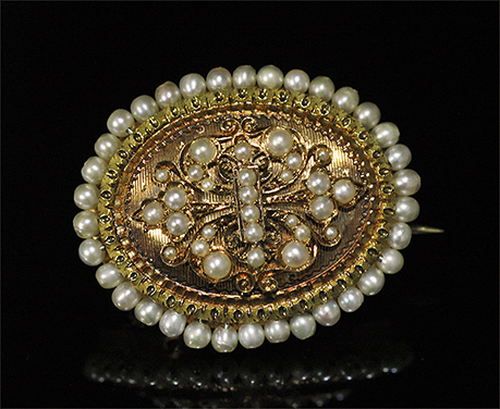 ミニブローチ 18k カラーゴールド 天然真珠