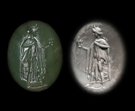 古代ローマ 1世紀〜2世紀 インタリオ  希望の女神 スペース 苔色 プラスマ