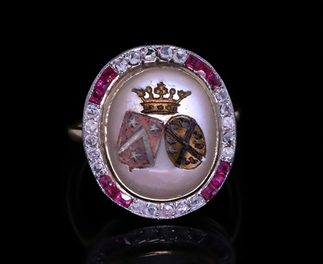 エセックスクリスタル 紋章 ルビー ダイヤモンド リング 指輪