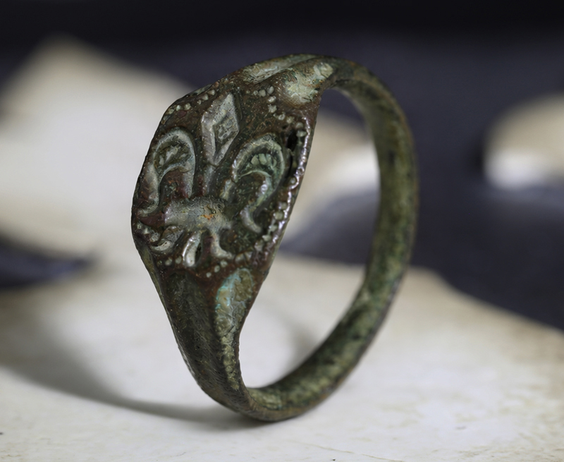 中世 100年戦争 百合の紋章 ブロンズ シグネット リング 指輪