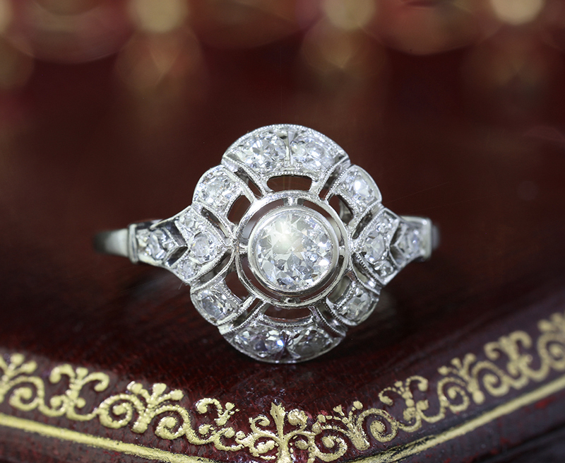 アールデコ ダイヤモンド プラチナ リング 指輪