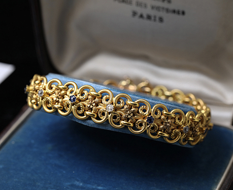 Louis Schmidt 18k 28.1g ダイヤモンド サファイヤ ブレスレット