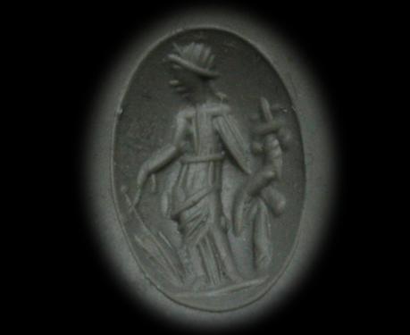 古代美術　古代ローマ1世紀　幸運の女神フォルテュナ　プラスマ　インタリオ　リング　