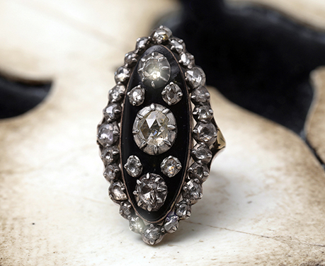 18世紀 フランス 天空の指輪 ダイヤモンド ディープブルーグラス