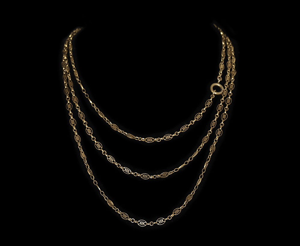 18k 142.6cm 25.8g ゴールド ロングチェーン ネックレス