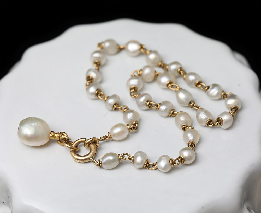 7mm珠 天然真珠 ブレスレット 18k