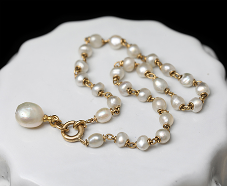 7mm珠 天然真珠 ブレスレット 18k