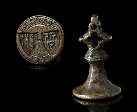 14世紀〜15世紀 中世の印章 二つの貴族の紋章