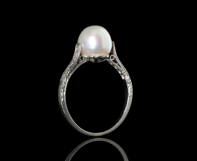 8mm珠 天然真珠 ダイヤモンド プラチナ リング 指輪