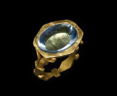 古代ローマ4世紀 アクアマリン ゴールドリング 指輪