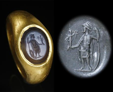  古代ローマ1世紀〜2世紀 オールオリジナル 将軍の金の指輪 軍神マルス ハイキャラットゴールド  28.2g アンティークジュエリー 古代ジュエリー