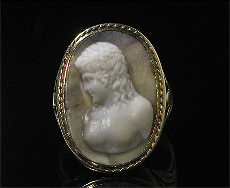 18世紀後期 美少年アンティノウス アゲート カメオ リング 指輪
