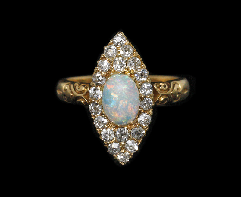 オパール ダイヤモンド 18k リング 指輪