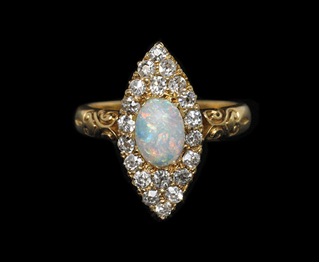 オパール ダイヤモンド 18k リング 指輪