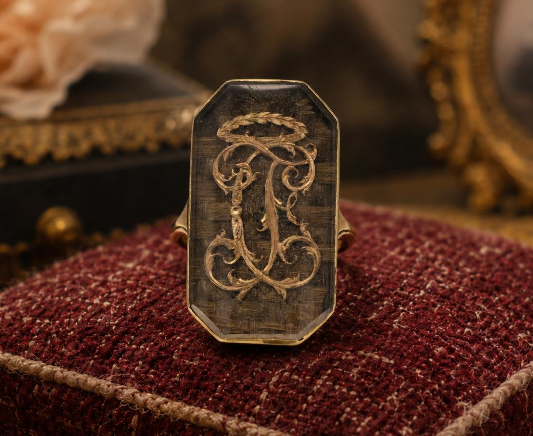 1780年頃 フランス 愛の記念 C+F イニシャル センチメンタルリング