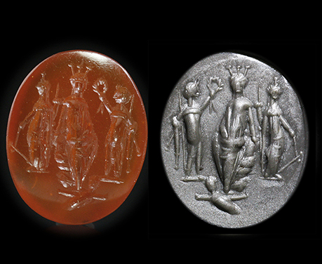 古代ローマ　2世紀〜3世紀　  アンティオキアのティケとオロンテス　コーネリアン　インタリオ