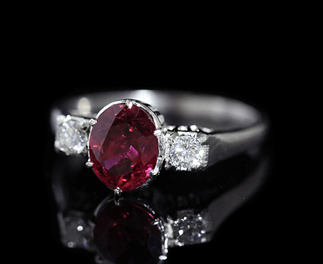 1.67ct ビルマルビー アールデコ ダイヤモンド ホワイトゴールド リング