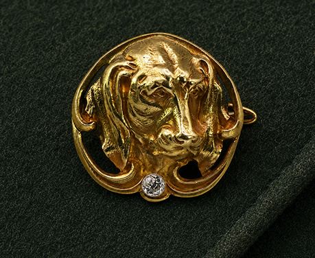 狩猟 愛犬のブローチ 18k ダイヤモンド フランス 1910年頃 ジョルジュ・リヴィエール