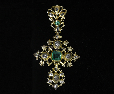 18世紀 約1.5ct エメラルド ダイヤモンド クロス アンティークジュエリー
