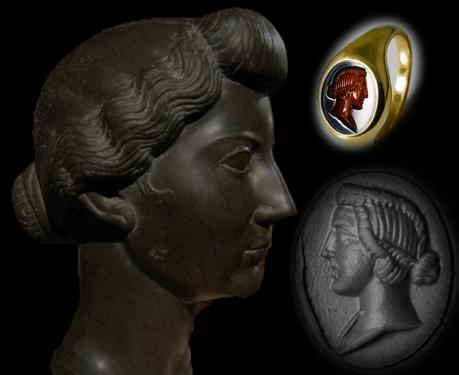 古代美術　古代ローマ1世紀　インタリオ　古代ローマ皇帝アウグストゥスの妻　リウィア・ドルシア