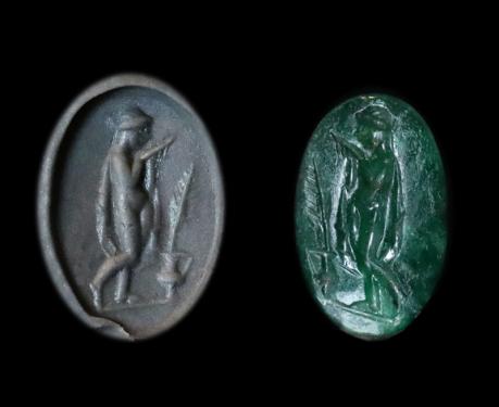 古代ローマ 1世紀〜2世紀 極小 インタリオ プラスマ 酩酊の女神メテ