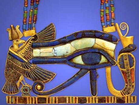 古代美術　古代エジプト　新王国時代　オールオリジナル　グリーンファイアンス　リング　ウジャット　ホルスの目