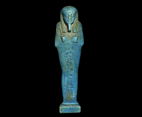 古代エジプト　第26王朝　ブルーファイアンス　微笑みのウシャブティ　