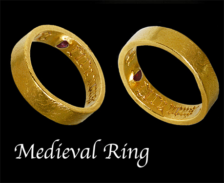 15世紀　結婚指輪　ルビーの三日月　ダイヤモンドのハート　中世ジュエリー