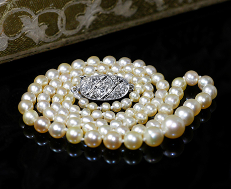 0.6mm珠〜0.3mm珠　天然真珠　ネックレス　ダイヤモンド　クラスプ